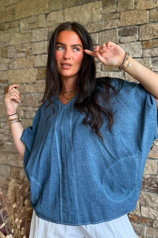 Rustic Nature Linen Blend Pocket Tee Washed Navy